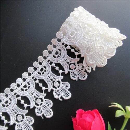1 yard Vintage White Polyester Tassel Flower Embroidered Lace Trim Ribbon Fabric Handmade DIY Garment Wedding Dress Sewing Craft