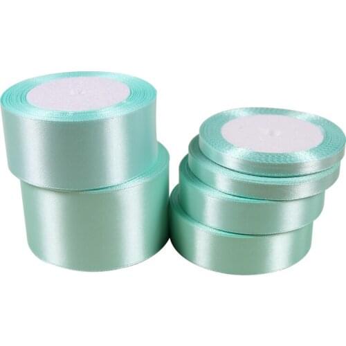 Wholesale Any Size Wide 25Yards/Lot Aqua Satin Ribbons For Needlework Decorative Ribbon Bows Gift Silk Tapes For Hand Work Diy