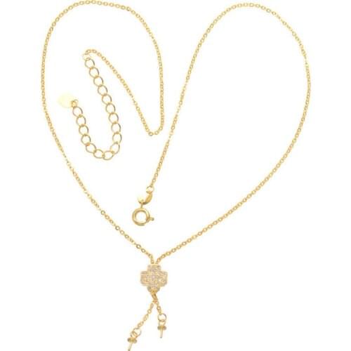 Fashion Jewelry Vintage Zircon Flower Necklaces & Pendants Handmade Copper Micro Pave Charms Long Necklace Women Diy Colliers