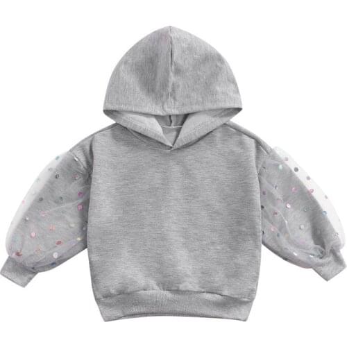 Baby Girls Fashion Sweatshirt Hooded Tops Sequin Mesh Yarn Long Sleeve Pullovers Long Sleeve Casual Hoodies Sweatshirt Autumn