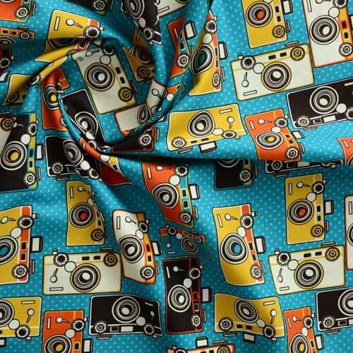 Cartoon Camera Chronicles 100% Cotton Fabric Patchwork For Tissu Sewing Doll Quilting Fabrics Needlework Material Home Textile