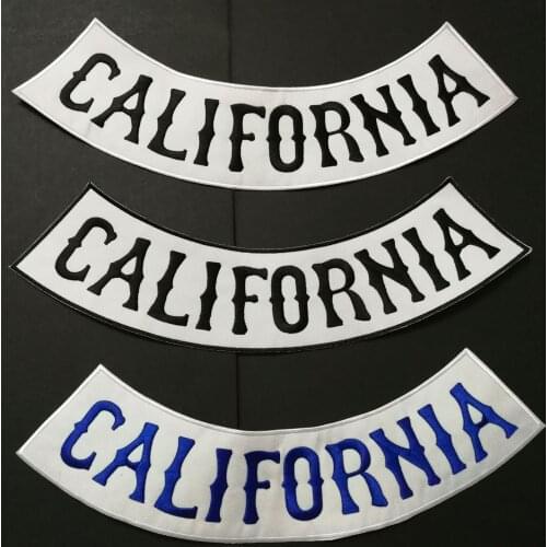 California Bottom Rockers Embroidery Twill Biker sons of Iron On Patches for Jacket Motorcycle anarchy vest jacket hat badges