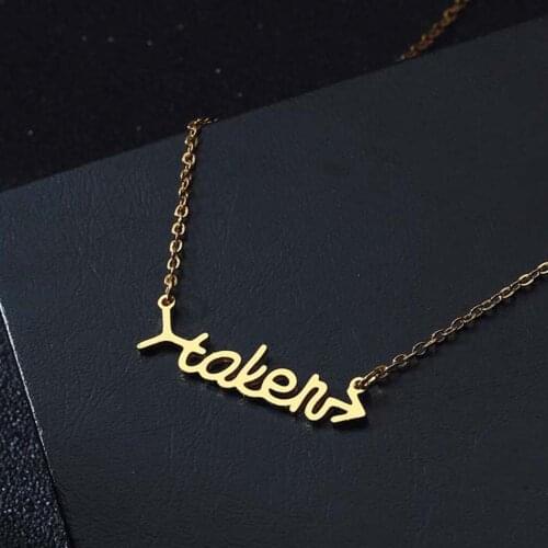 Arrow Calligraphy Cursive Status Pendant Necklace For Women Handmade Minimal Dainty Jewelry Letter Necklace Collier