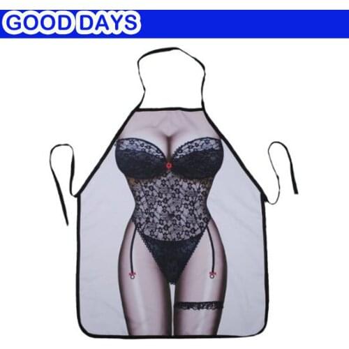 Sexy Black Lace Bikini Funny Apron Beautiful Creativity Gift BBQ Apron Kitchen Woman Men Funny Bar Party Apron Wedding Apron