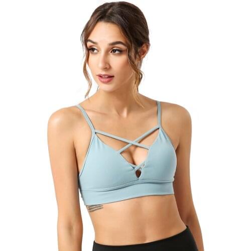 LUKITAS Sexy Women Padded Sport Bra Push Up Fitness Top Cross Nylon Breathable Running Femme Gym Underwear Workout Bra Yoga Bra