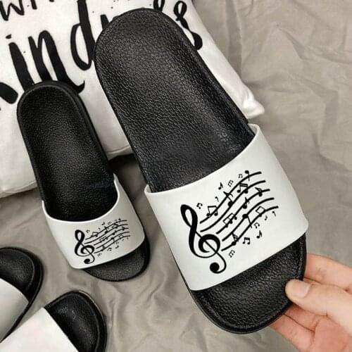 Summer Sandals 2021 Women Slippers Note Pattern Leisure Ladies Fahsion Beach Comfortable Outdoor Flat Open Toe Flip Flops