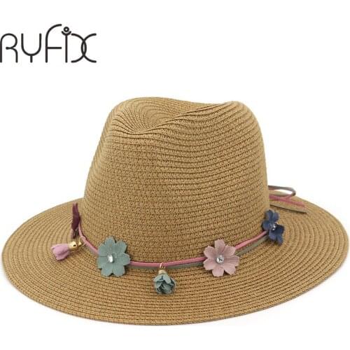 Jazz sun hat for ladies' summer hat personalized fashion fringe flower straw hat beach hat HA15