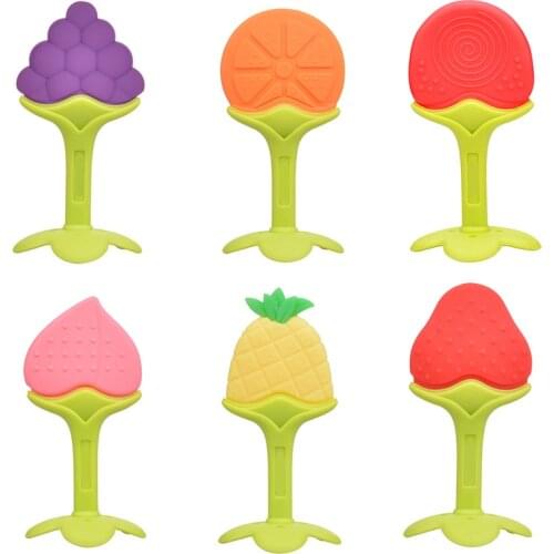 Baby Teether Food Grade Silicone Fruit Teethers for Kids Infant Chew Tooth Toys Baby Dental Care Strengthening Tooth Training