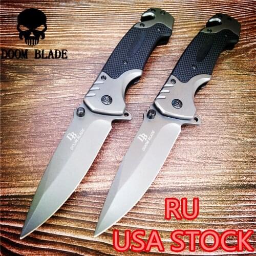 230mm 5CR15MOV Blade Quick Open Knives Folding Knife High Quality Pocket Knives Tactical Survival Tool Folder Blade G10 Handle