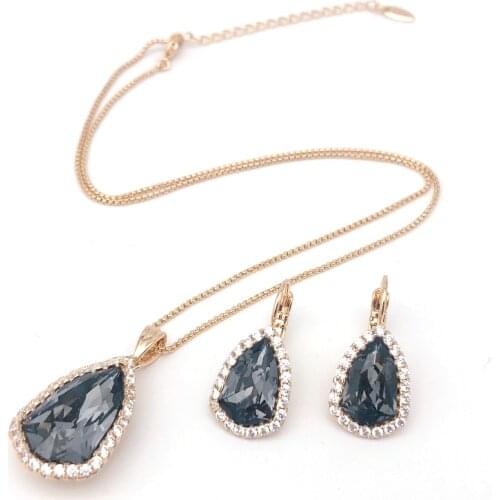 11.11 Wedding Jewelery Set for Women Party Fashion Round Dangle Earrings Pendant Set made with Austria Crystal Girls Bijoux Gift