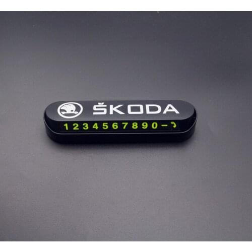 Luminous Car Temporary Parking Card Sticker Phone Number Card Plate For Skoda Octavia Superb Fabia Roomster Yeti Car accessories