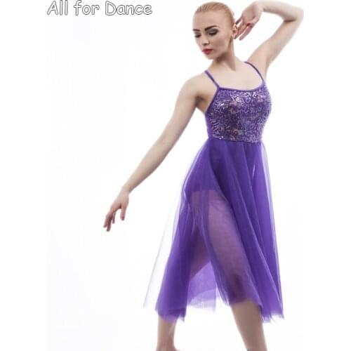 Dark Purple Sequin Ballet Dance Dress For Adult/Girl Ballet Stage Performance Contemporary/Lyrical Ballet Dance Dress Dance