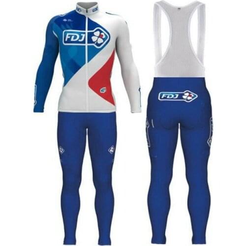 SPRING SUMMER 2017 FDJ TEAM 2 COLORS Mens Cycling Jersey Long Sleeve Bicycle Clothing With Bib PANTS Ropa Ciclismo
