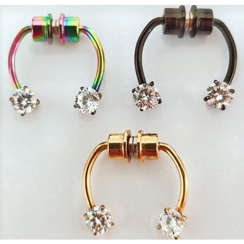 U Shaped Fake Piercing Nose Ring Stainless Steel Magnetic Fake Nose Piercing Septum Rings Clip Punk Piercing Body Jewelry 1pcs
