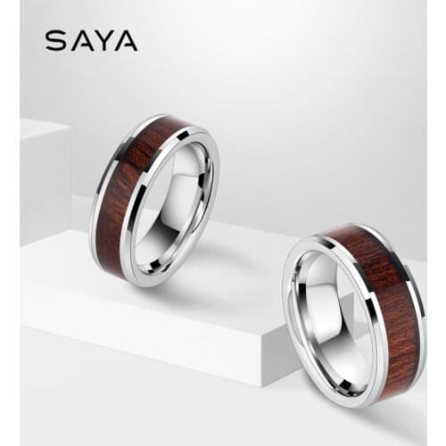 Tungsten Rings Classic Wedding Rings Scratch Proof Free for Women Men Engagement Rings Inlay Wood, Free Shipping, Customized