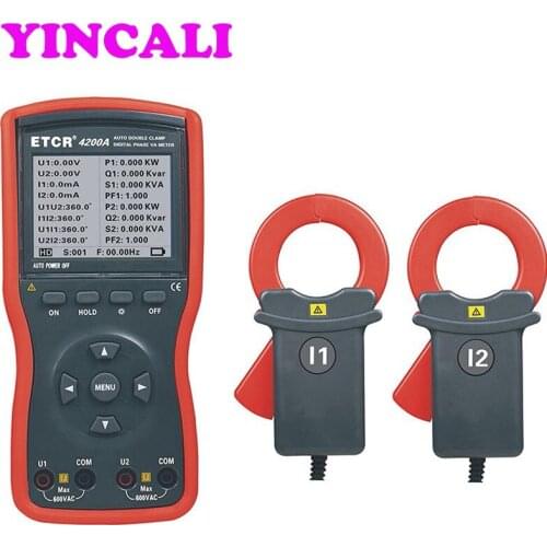 High Quality ETCR4200A Intelligent Double Clamp Digital Phase Volt-Ampere Meter Multi-functional Power Meter