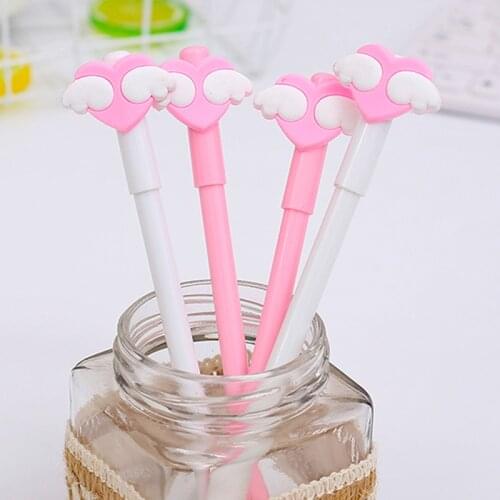 1 Pcs Cute Fresh Loving Wings Black Neutral Pen Stationery Office Signature Chalk Girl Heart Student Pen