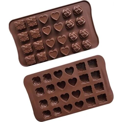 1 Pcs Silicone Mold 24 Cavity DIY Chocolate Pastry Baking Mold Creative Flower Shaped Heart Candy Jelly Pudding Decor Cake Tools