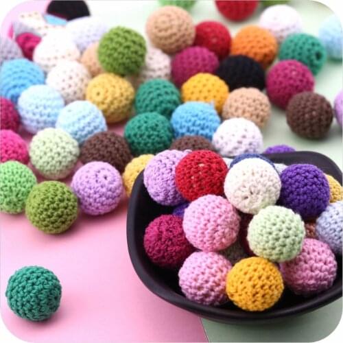 10Pcs 20MM Wooden Crochet Beads Chewable Beads DIY Wooden Teething Handmade Knitting Beads Jewelry Crib Sensory Toy Baby Teether
