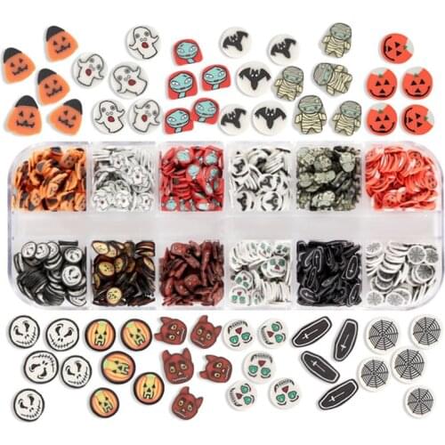 12 Grid Festival Polymer Clay Mixed Soft Clay Flakes for Christmas Halloween Nail Art Epoxy Resin Mold Slime Filler Making DIY