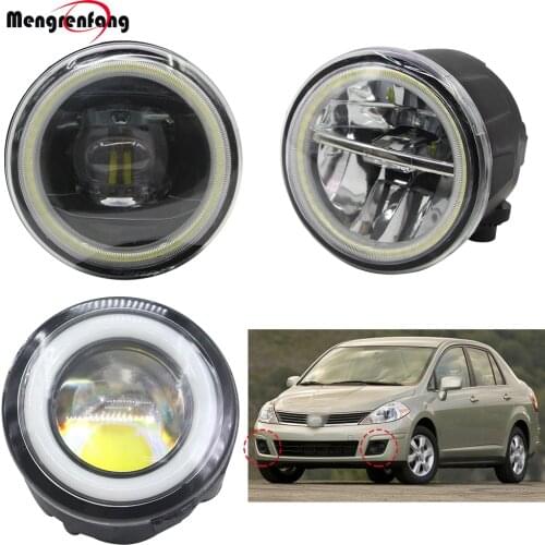 2 Pieces Car Front Bumper Fog Light 4000LM LED Halo Ring Angel Eye Daytime Running Light 12V For Nissan Versa 2007-2011