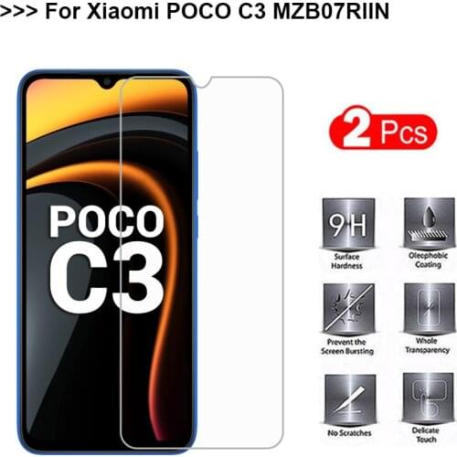 2PCS Tempered Glass for Xiaomi Poco C3 Pelicula Explosion-proof Glass Screen Protector for Xiaomi Poco C3 MZB07RIIN Templado