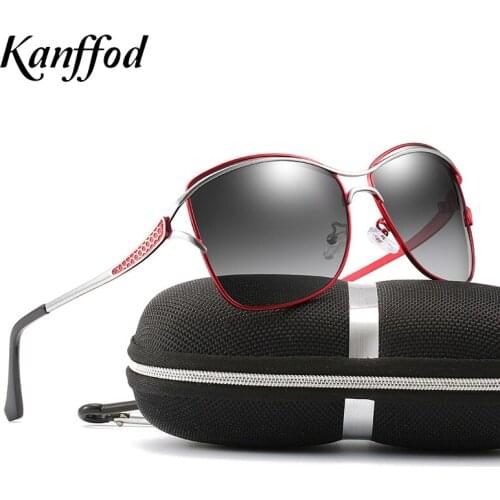 Kanffod 2021 Womens Fashion Brand Designer Polarized Sunglasses Retro Square Red Frame Summer Black Lens Sun Glasses UV400