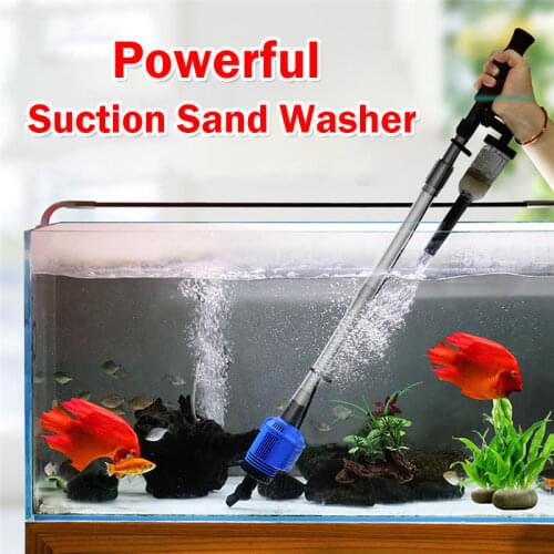 3 In 1 Fish Tank Aquarium Suction Sand Washer Electric Syphon Operated Cleaner Vacuum Gravel Siphon Filter Water Changer Cleaner