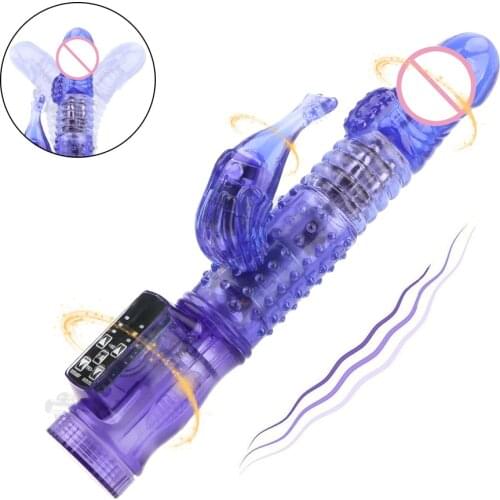 360 Degree Rotation Beads G Spot Dildo Sex Toys For Women Rabbit Vibrator Masturbator Double Vibrator Clitoris Stimulator
