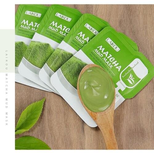 LAIKOU 7pcs Matcha Green Clay Mud Face Mask Anti wrinkle Night Facial Packs Dark Circle Moisturize Anti-Aging Mask for Face Care