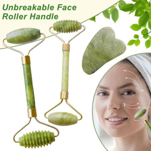 AY Facial Massage Roller Guasha Board Double Heads Jade Stone Face Lift Body Skin Relaxation Slimming Beauty Neck Thin Lift