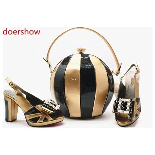 Doershow Italian Matching Shoes and Bag Set African Wedding Shoe and Bag Sets Matching Shoes and Bags for Wedding! !SMQ1-8