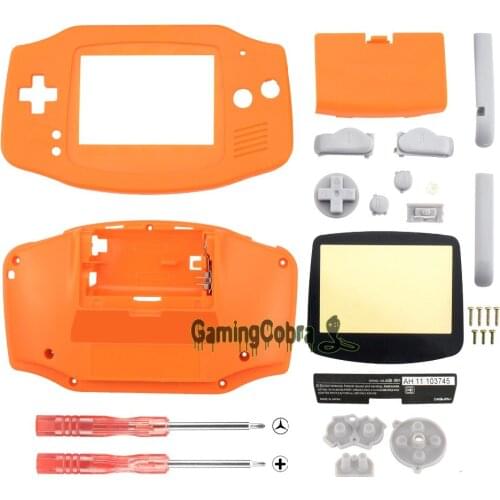 EXtremeRate Orange Solid Full Housing Shell Buttons with Screen Len for Gameboy Advance