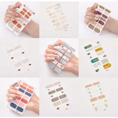 ENDRRFLL 1pc/14tips 2020 design bright full wrap nail stickers elegant colors small fresh style beauty props Fantasy stickers