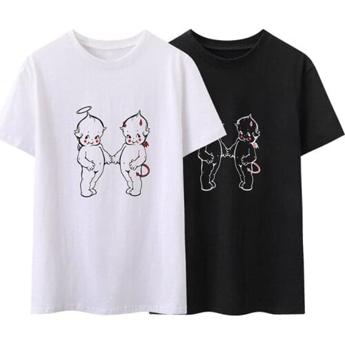 Oversize Women Soft Cotton O Neck T-shirt 2021 Summer Fashion Ladies High Street Casual Loose T-shirt Female Printed T-shirt