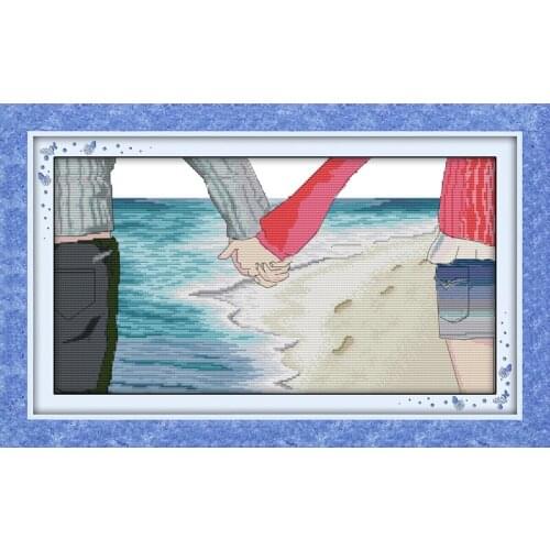 Everlasting Love Watching The Sea Ecological Cotton Cross Stitch Kits 11C Stamped Printed DIY Gift New Year Decorations For Home