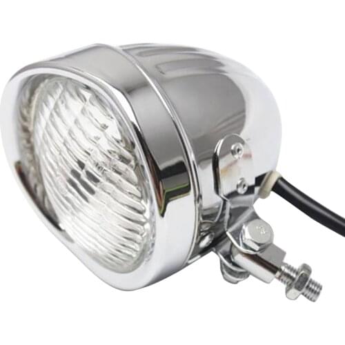 Chrome Motorcycle 4inch Headlight White Light Lamp Replacement for Bobber Touring Custom Bikes