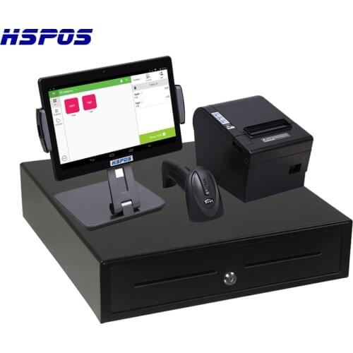 HSPOS Restaurant Ordering Pos Cash Register Android Pos System with Bluetooth Scanner 80mm Thermal Printer HS-ST01D