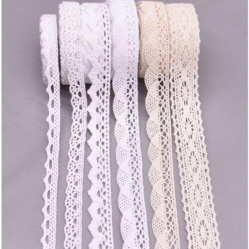 5/10yard White Beige Cotton Embroidered Lace Ribbons Lace Fabric Trim For Wedding Party Gift Box Packing DIY Sewing Accessories