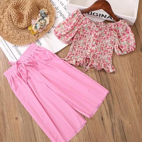 Toddler Girl Summer Clothes 2020 Baby Girl Two Piece Sets Kids Children Clothes Outfits New Design Floral Blouse Shirt and Pants