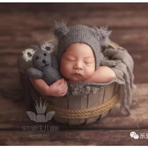 Koala Bear and Matching Hat Handknitted Toy and Hat Set Newborn photography props Lovey bear toy prop