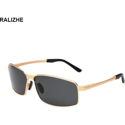 Mens Fashion Alloy Polarized Sunglasses Luxury Cool Rectangle Driving Brand Design Gold Black Sun Glasses UV400 Lens For Male