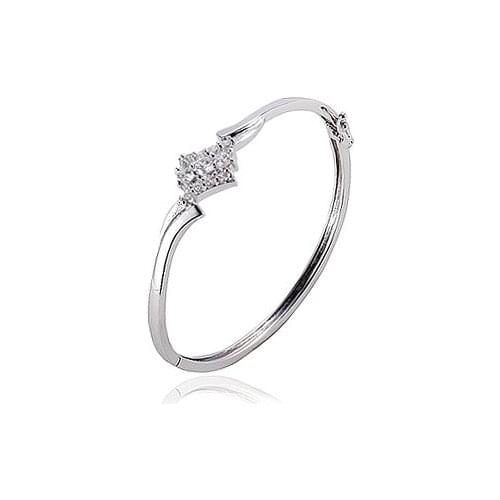 MxGxFam Precious Zircon Bangle with Rhodium color
