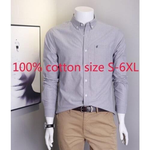New Arrival Fashion Large Oxford Spinning Men Long Sleeve Youth Spring Autumn Stripe Pure Cotton Casual Shirts Plus Size S-6XL