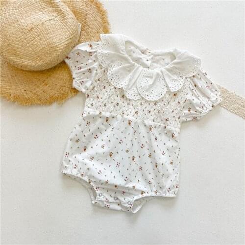 Baby Girls Clothes For Newborn Big Ruffles Collar Princess Newborn Baby Romper Girls Jumpsuit Lace Short Sleeve Toddler Sunsuit