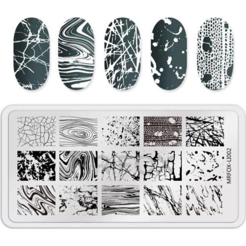 1PCS Geometry Waves Nail Stamping Plates Rectangle Crack Pattern Nail Art Stamp Image Plate Template Manicure Stencil Nails Tool