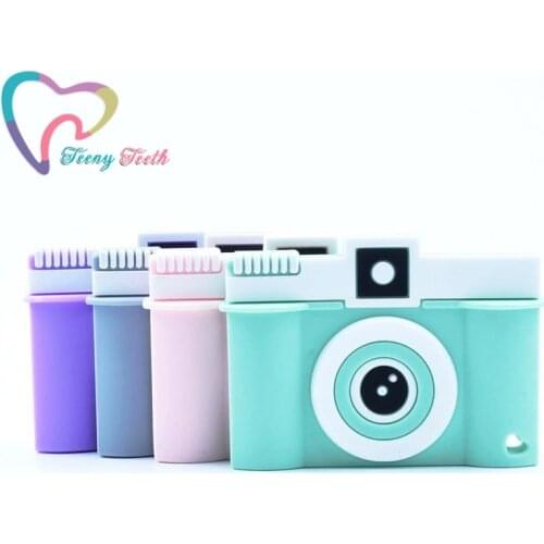 5 PCS Candy Colors Camera Silicone Teethers Food Grade BPA Free Teething Silicone Cartoon Teether Toys DIY Pendant Chew Gift
