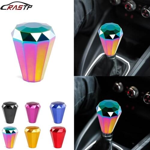 RASTP-Universal Aluminum Diamond Shape Gear Shift Knob Car Gear Knob For BMW With 8/10/12MM Adapter Neo Chrome RS-SFN094