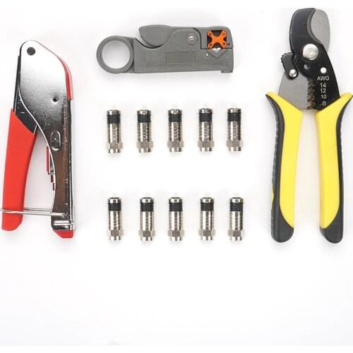 RG58 RG59 RG6 Coaxial Coax Compression Crimper Tool Kit Cable Stripper Red