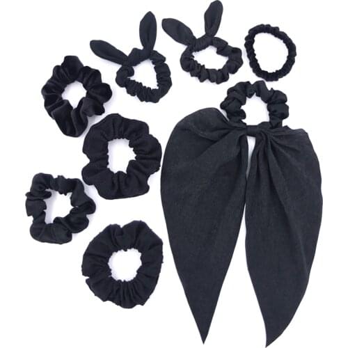 Scrunchies for Girls Women Hair Scrunchies Bunny Bow Scarf Hair Bands 8 Pack